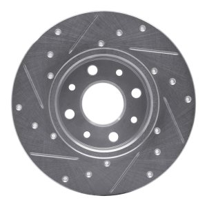 Fiat 500E Brake Rotor (1) - Rear Right - R1 Concepts - Drilled & Slotted - Silver - `13-`19